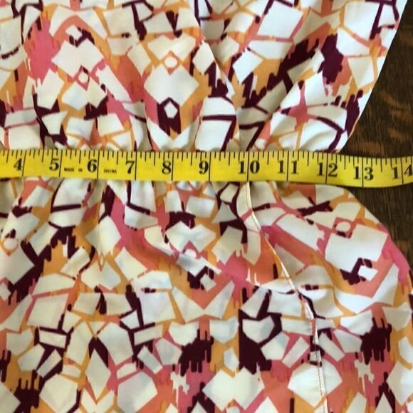 NEW Bar III Ivory, Coral and Black Faux Wrap Dress NWT - Picture 8 of 10